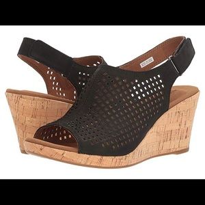 Brand New Black Rockport Wedge Sandals 7.5